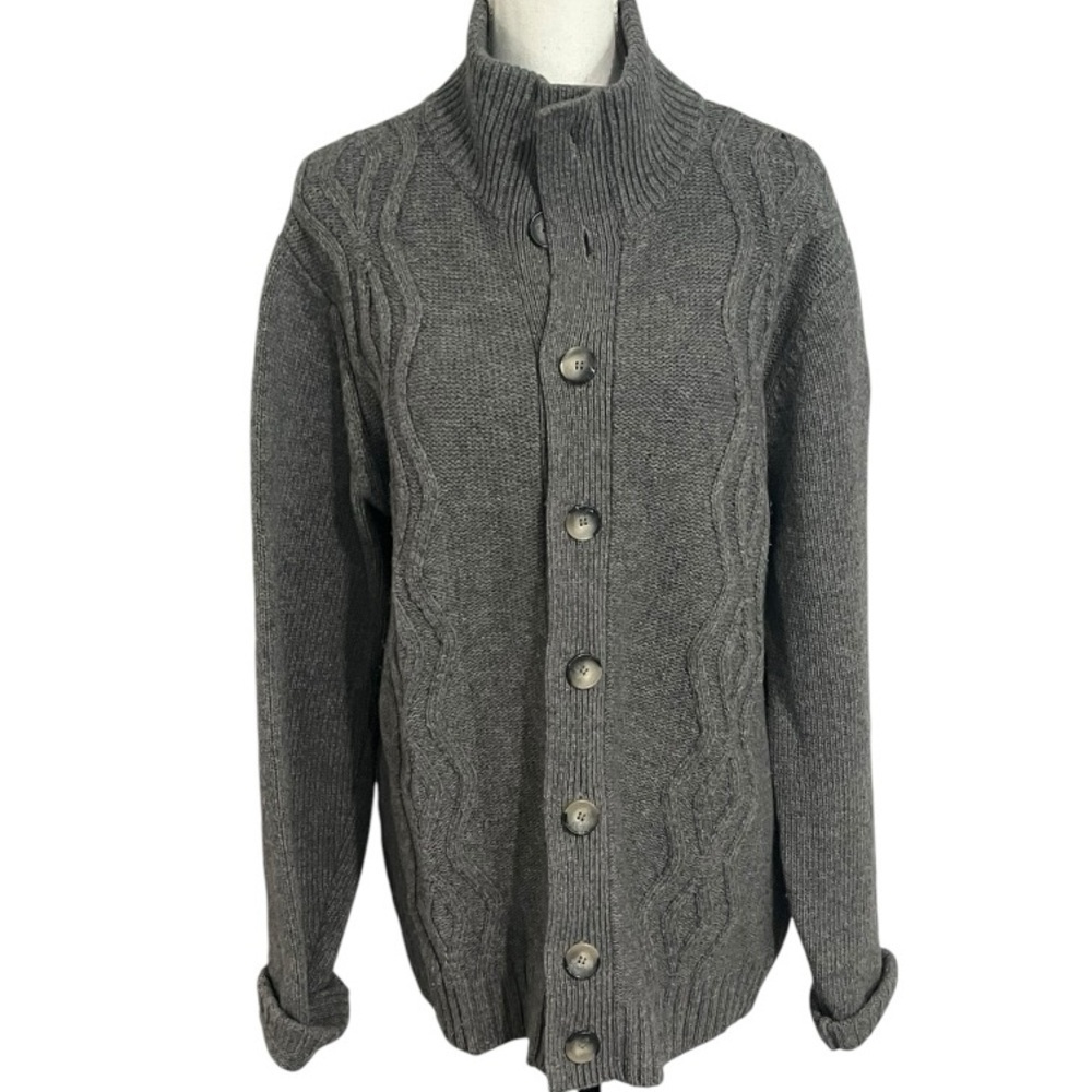 Wool Blend XXL Cable Knit Men's Cardigan EUC